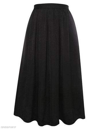 Plain Elastic Waist Flared Maxi Skirt - fashionMia.com