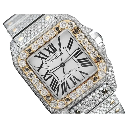 $40.949.00 𝐂𝐀𝐑𝐓𝐈𝐄𝐑 𝐒𝐀𝐍𝐓𝐎𝐒 100 Large Automatic Two Tone Diamond Watch.