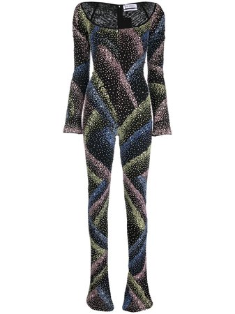 The Attico crystal-embellished long-sleeve Jumpsuit - Farfetch