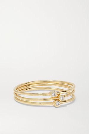 Gold Set of three 18-karat gold diamond rings | Jennifer Meyer | NET-A-PORTER
