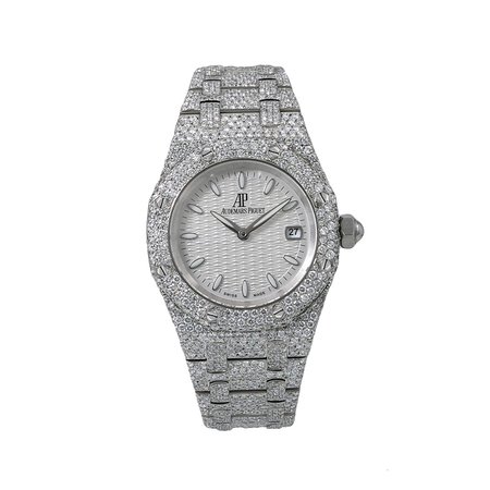 33mm Audemars Piguet Royal Oak Lady Diamond Watch 67650st White Dial 11.75