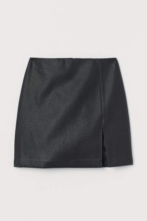 Faux Leather Skirt - Black