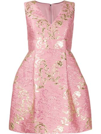 Dolce & Gabbana Short Floral Jacquard Lamé Dress F6E4OTHJMJN Pink | Farfetch