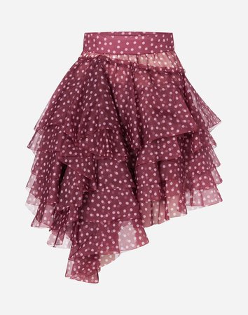 Women's Skirts | Dolce&Gabbana - SHORT POLKA-DOT PRINT ORGANZA SKIRT