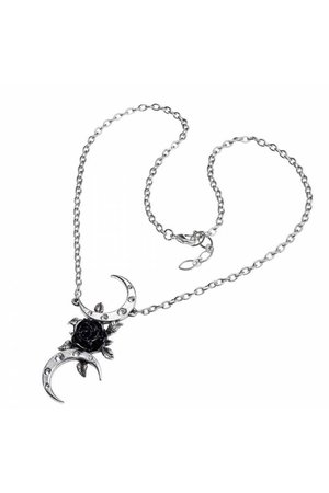 The Black Goddess Moon Rose Necklace by Alchemy Gothic