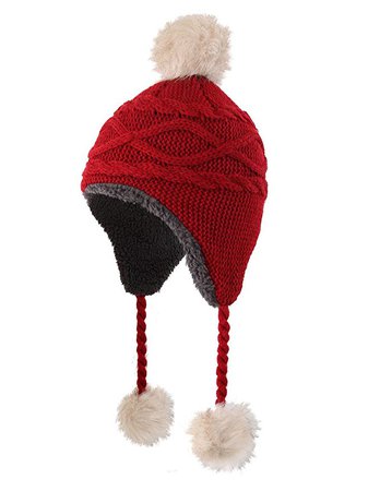 Amazon.com: Home Prefer Toddler Girls Sherpa Earflaps Hat Kids Winter Hat Knitted Beanie Fuzzy Peruvian Hat Red S: Clothing