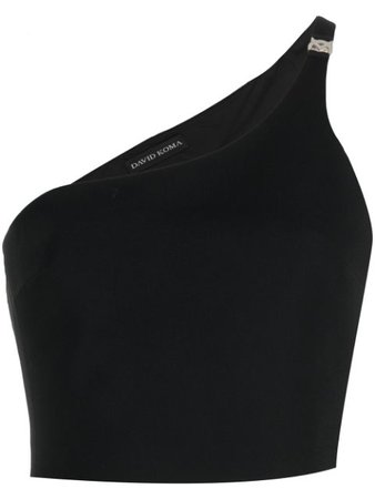 David Koma logo-shoulder cropped top black R21DK23T - Farfetch