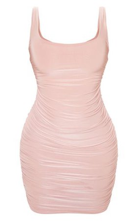 Dusty Rose Slinky Ruched Sleeveless Bodycon Dress | PrettyLittleThing