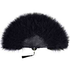 BABEYOND 1920s Marabou Feather Fan Flapper Folding Hand Fans Feather Fan Handheld for 20s Vintage Gatsby Party (Rib Black) : Amazon.co.uk: Home & Kitchen