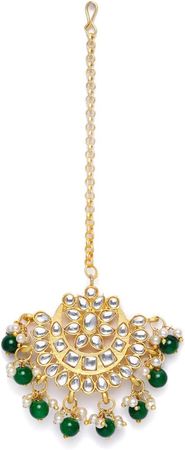 Amazon.com: I Jewels 18K Gold Plated Indian Wedding Bollywood Matte Finish Kundan Studded Maang Tikka with Pearls for Women/Girls (T2861G): Clothing, Shoes & Jewelry