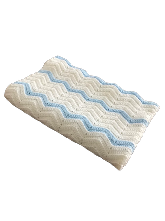 Crocheted Baby Blanket, Blue and White, baby shower gift