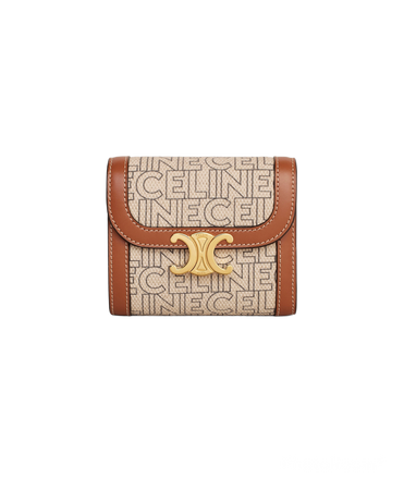 CELINE SMALL WALLET TRIOMPHE IN TEXTILE CELINE ALL OVER PRINT
