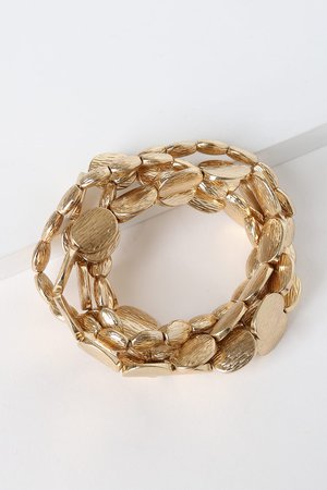 Cute Gold Bracelets - Gold Beaded Bracelets - Gold Bracelet Set