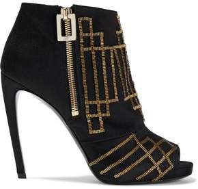 Bead-embellished Satin Ankle Boots