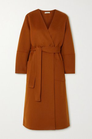 Gwyneth Belted Wool-felt Coat - Orange