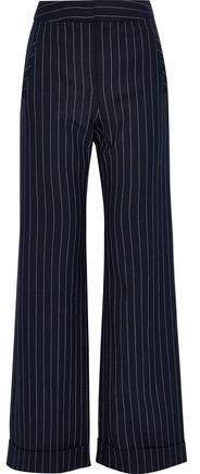 Pinstriped Twill Wide-leg Pants