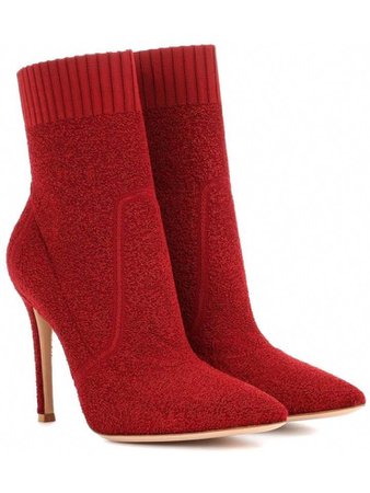 Red high heel ankle boots