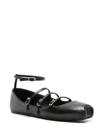Alexander McQueen buckled-straps leather ballerina shoes