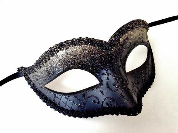 Venetian Black Gold Glitter Elegant Masquerade Halloween