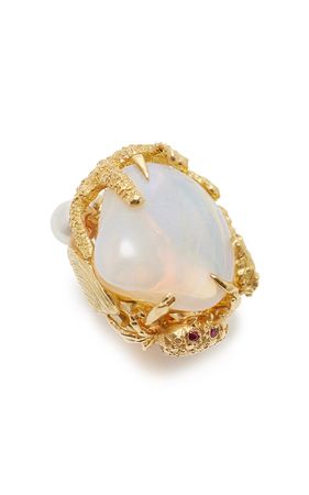 Opal Vita Marina 18k Yellow Gold Opal, Ruby And Diamond Ring By Renato Cipullo | Moda Operandi