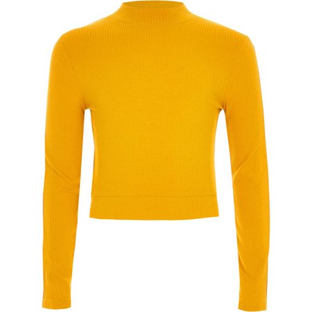 Girls yellow rhinestone tape side trim sweater - Long Sleeve Tops - Tops - girls