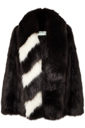 Off-White | Oversized striped faux fur jacket | NET-A-PORTER.COM