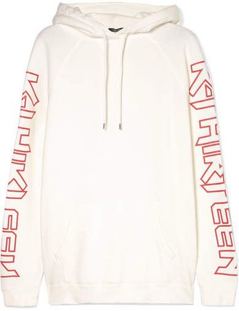 R Thirteen Printed Cotton-blend Jersey Hooded Top - White
