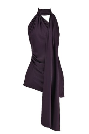 Houseofcb | 'Aida' Night Shade Asymmetric Wrap Neck Dress