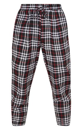 Black Checked Casual Trousers | Trousers | PrettyLittleThing USA