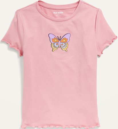 pink short sleeve butterfly kids