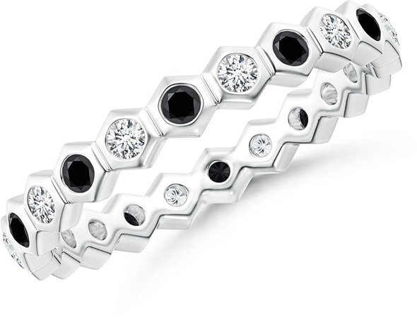 Indochine Diamond Hexagon Band Ring