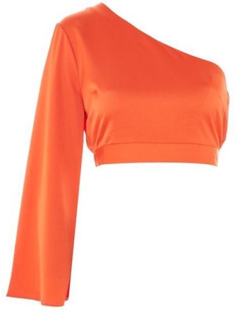 Orange long sleeve off the shoulder crop top
