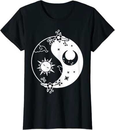 Amazon.com: Yin Yang Occult Sun & Moon Black & White T-Shirt: Clothing