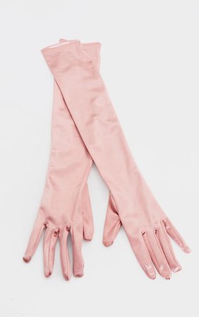 Light Pink Satin Gloves | Accessories | PrettyLittleThing USA