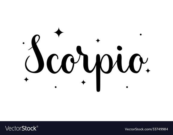 Scorpio handwritten name sign zodiac Royalty Free Vector