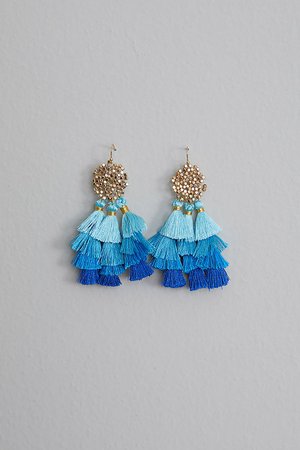 Ombre Blue Tassel Earrings