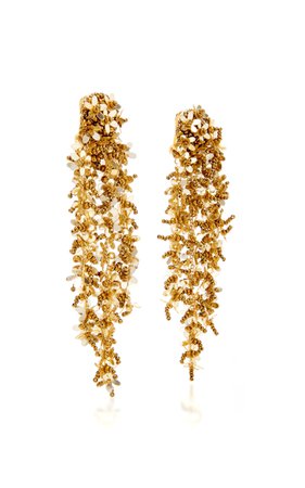 Gold-Tone Beaded Clip Earrings by Oscar de la Renta | Moda Operandi