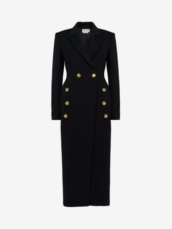 Double-breasted Military Coat in Black | Alexander McQueen MX