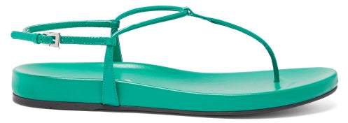 Ankle Strap Patent Leather Sandals - Womens - Green