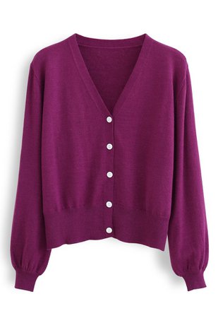 V-Neck Open Front Ribbed Knit Cardigan in Red - Retro, Indie and Unique Fashion