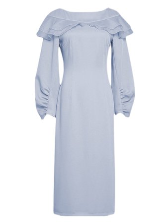 Light Blue Ruffles Long Sleeve Vintage 1940S Bodycon Dress – Jolly Vintage