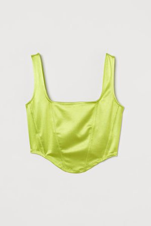 Short Top - Neon green - Ladies | H&M US