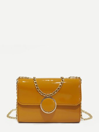 Patent Leather Flap Chain Bag
