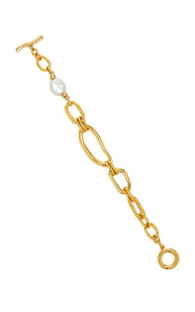 Collage Pearl Gold-Plated Chain Bracelet By Lizzie Fortunato | Moda Operandi