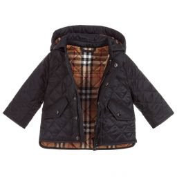 Burberry - Baby Boys Blue Quilted Jacket | Childrensalon