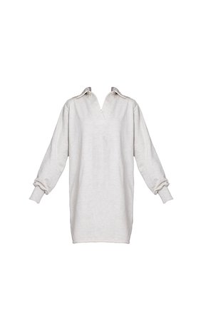 Oatmeal Shoulder Pad Open Collar Boxy Sweat Sweater Dress - Sweater Dresses - Dresses - Womens Clothing | PrettyLittleThing USA