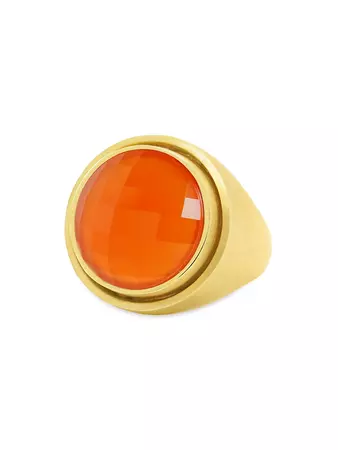 Dean Davidson Sol 22K Gold-Plated Checkered Signet Ring
