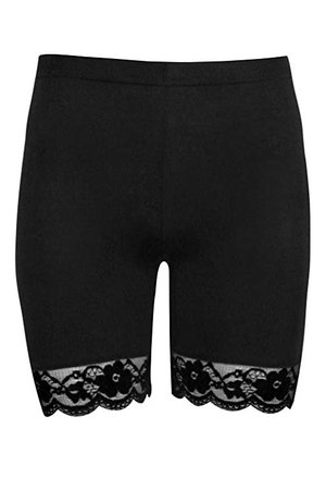 Oops Outlet Women's Lace Trim Jersey Gym Bike Cycling Hot Pants Tights Shorts at Amazon Women’s Clothing store: