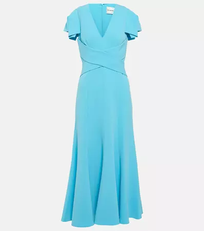 A Line Crepe Midi Dress in Blue - Roland Mouret | Mytheresa