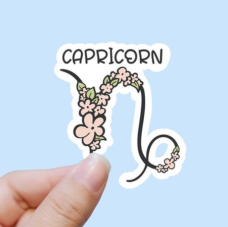 Flowered Capricorn sticker Capricorn zodiac sticker star | Etsy